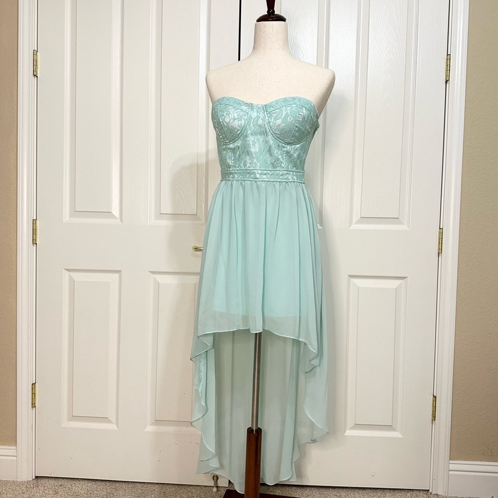 Mint green strapless high to low dress size M